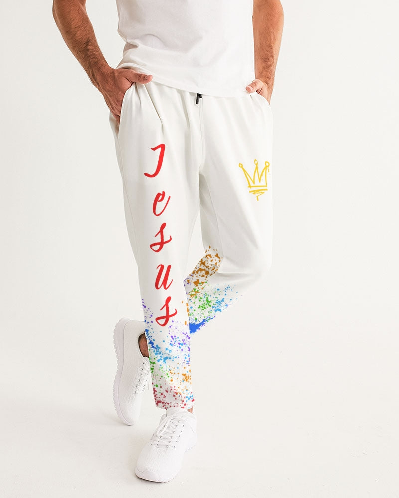 Jesus Christ is KING - White Joggers Men's All-Over Print Joggers