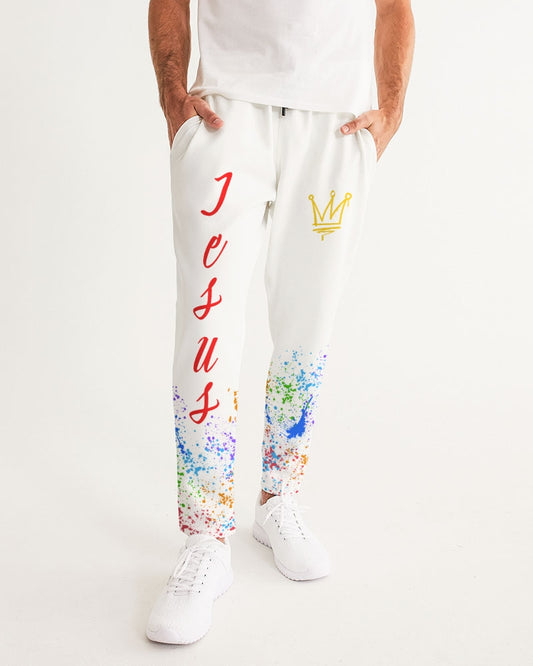 Jesus Christ is KING - White Joggers Men's All-Over Print Joggers